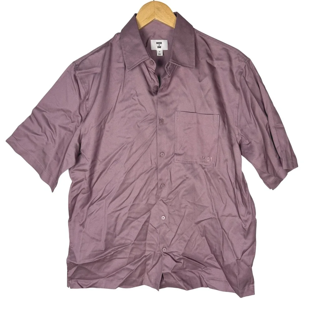 Mode of One Men Relaxed Fit Button Down Shirt Pale Elderberry Purple S 100196074